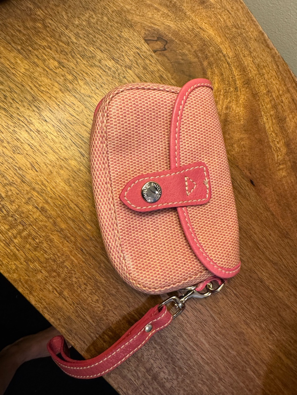 Dooney & Bourke Coral Pink Woven Wristlet Coin Pouch